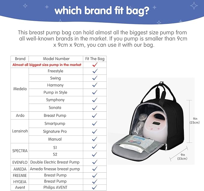 Spectra Pump Bag, Pumping Bag with Cooler for for Working Moms and Travel, Portable Carrying Case for Breastmilk Storage, Fit for Spectra S1/S2,Black