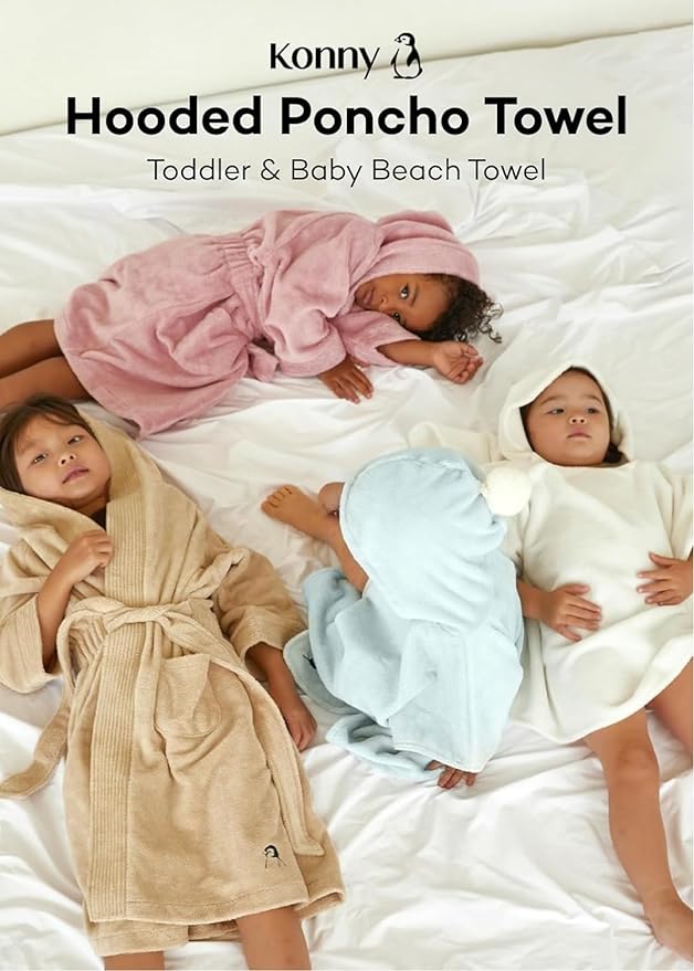 Konny Baby Hooded Towel Plush Thick & Cozy Soft-Touch Absorbent Rayon from Bamboo Cotton Baby Bath Beach Towel, Oeko-TEX, Newborn Boys Girls Toddler (Beige, Large)