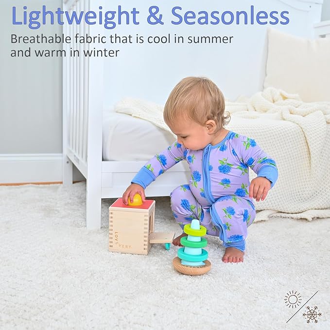LollyBanks Baby Pajamas, 2-Way Zipper Romper, 95% Viscose Made from Bamboo and 5% Spandex, Baby Sleepers