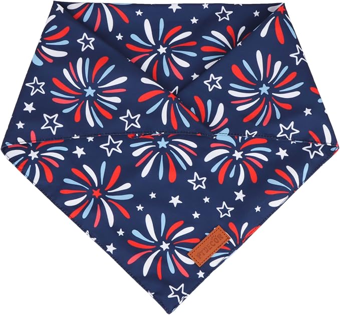 PTDECOR American Flag Dog Bandana 4th of July Dog Scarf Reversible Red Blue - Image 6