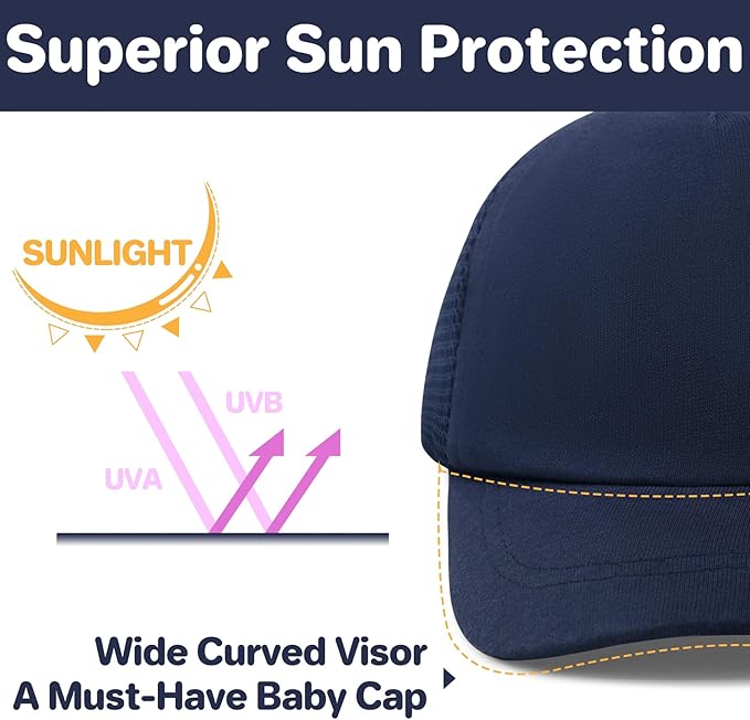 qikqik Baby Baseball Cap Toddler Baseball Hat with Mesh Infant Sun Hat UPF 50+ Baby Ball Cap Toddler Girl Hats Kids Hat Boys