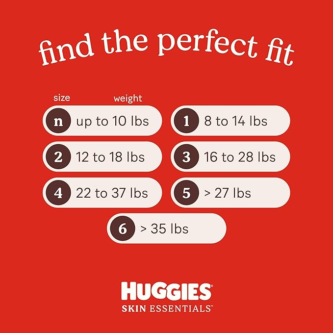 Huggies Size Newborn Diapers, Skin Essentials Baby Diapers, Size Newborn (6-9 lbs), 168 Count