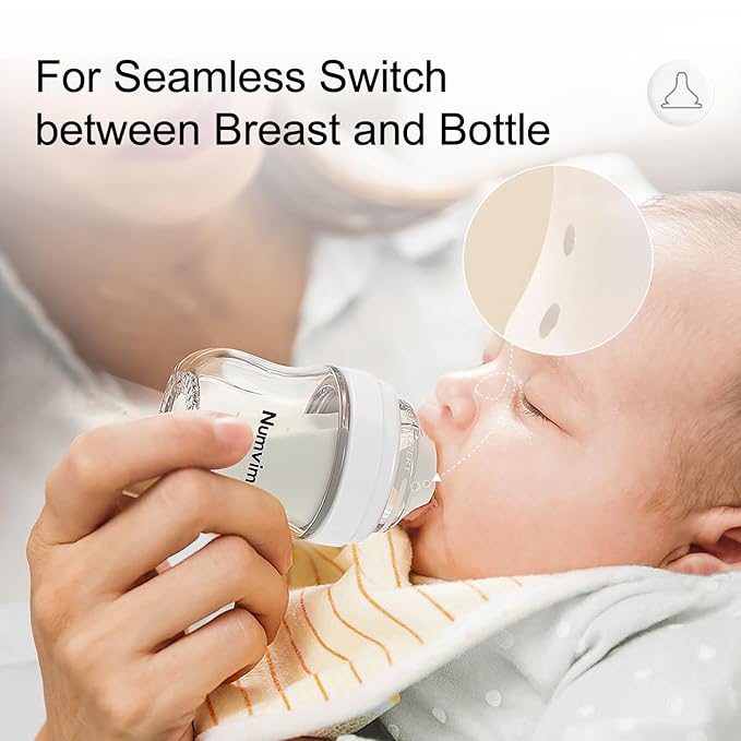 Natural Glass Baby Bottles Gentle & Extra Slow Flow, Newborn Breastfeeding Bottle with Anti Colic Nipple for 0 Months Babies, 3 Packs (Brown (3 Ounce), 1 Count (Pack of 3))