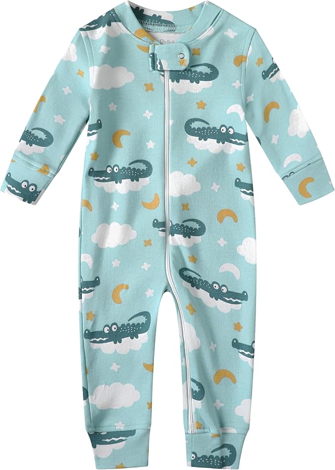 Owlivia Organic Cotton Baby Boy Girl Zip up Sleep 'N Play Pjs, Footless, Long Sleeve