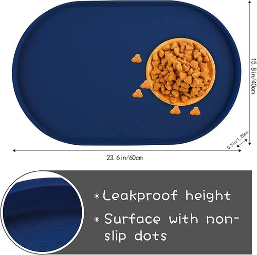 100% Waterproof 0.5" Raised Edge BPA Free Silicone Dog Food Mat, Pet Cat - Image 2