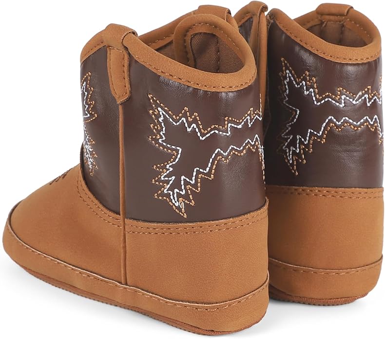 MK MATT KEELY Leather Western Boots Cowboy Bootie Soft Sole Non-Slip Crib Shoes for Baby Infant Toddler Girls Boys Newborn