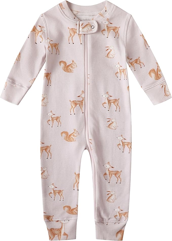 Owlivia Organic Cotton Baby Boy Girl Zip up Sleep 'N Play Pjs, Footless, Long Sleeve