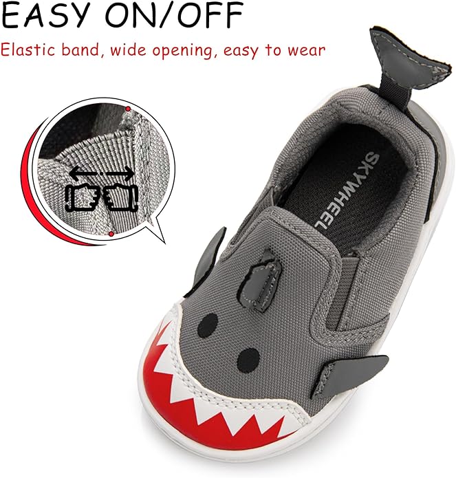SKYWHEEL Toddler Slip On Shoes Wide Toe Box Barefoot Casual Canvas Walking Tennis Shoes for Boys Girls Cute Sneakers
