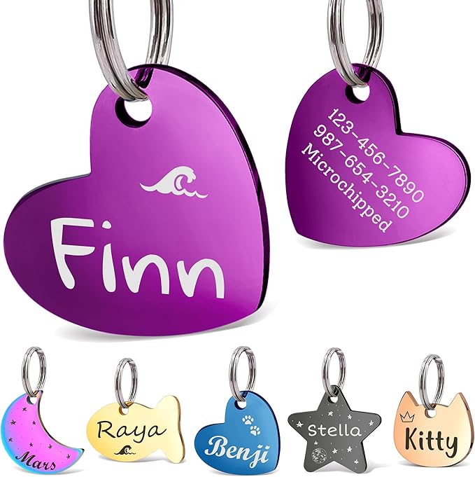 Anavia Small Size Dog Cat ID Tags, Small/XS Personalized Color Plated Stainless by Anavia