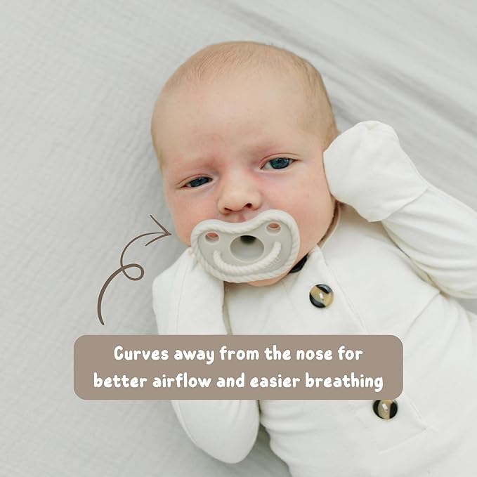 Mila & Lulu Round Silicone Pacifiers (Set of 2) – 100% Food-Grade, One-Piece Design, Soft Round Nipple, Airflow Shield, Multi-Use Pacifier & Teether for Newborns and Infants 0+ Months - Cloud/Sun