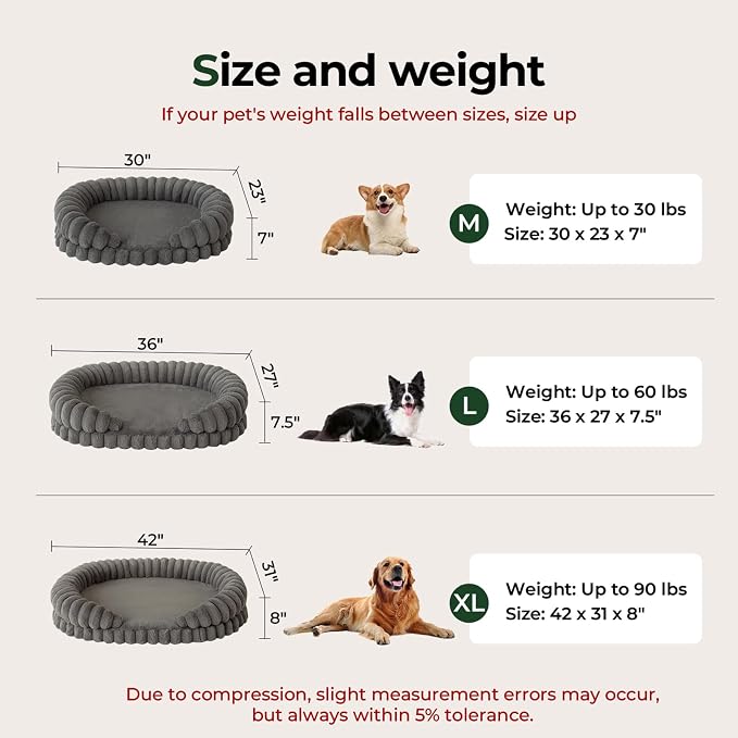 BALANCE Calming Dog Bed for Extra Large Dogs, 42 Inches Oval Washable XL Pet Bed - Image 7