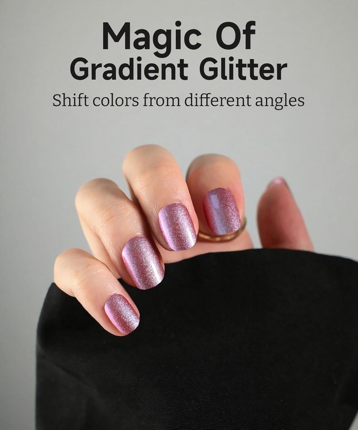 Glitter Nail Polish Strips, 32 Pcs Salon Quality Gel Nail Stickers, Long Lasting Wraps Easy to Use & Remove (Glitter Purple Grape)