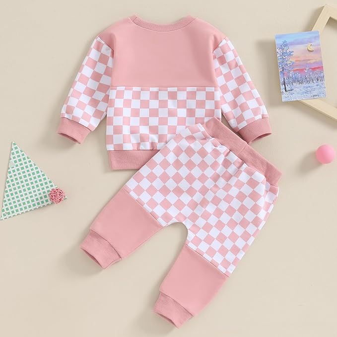 Fernvia Toddler Baby Girl Clothes 3 6 9 12 18 24 Months Fall Outfits Solid Long Sleeve Sweatshirt Tops + Pants Set