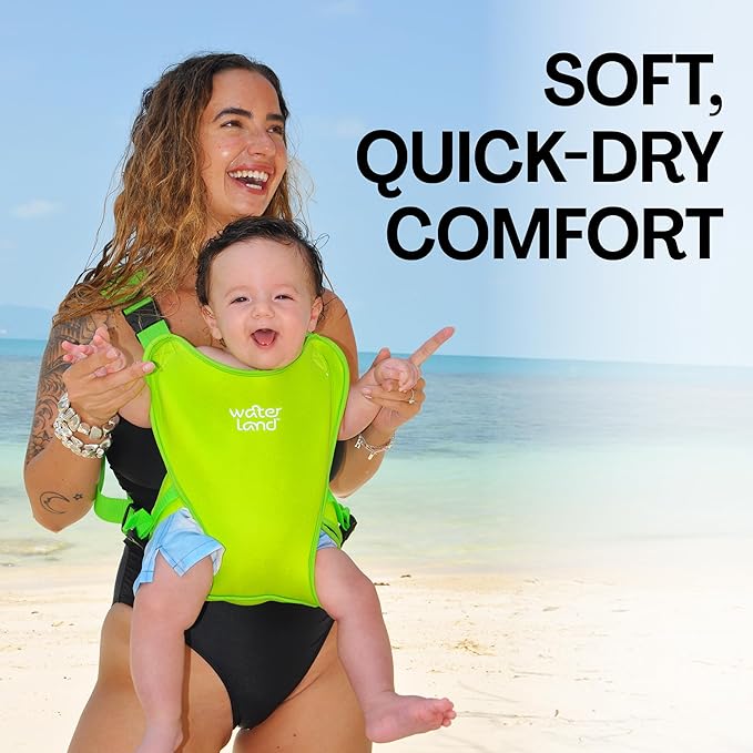 WaterLand Baby Carrier - Innovative Carrier You Can Use Both in Water & Land - Waterproof Infant Chest Holder with Adjustable Straps, Lightweight Toddler Harness for Pool & Beach (SuperPink)