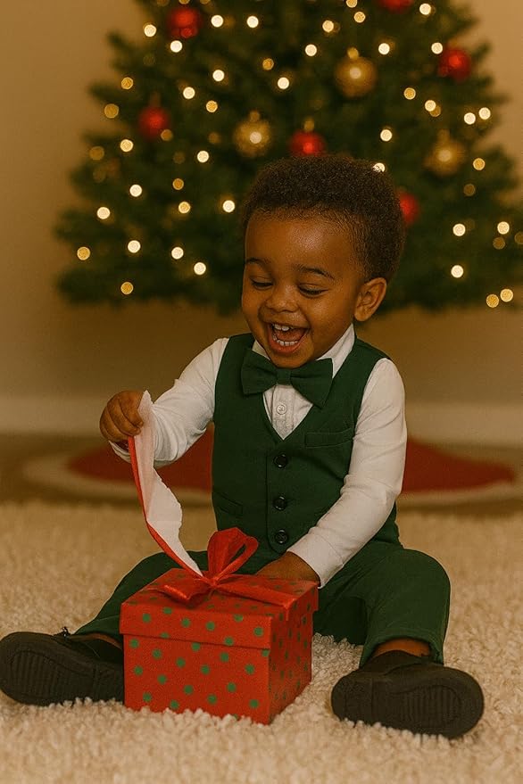 A&J DESIGN Baby Boy Suits Clothes Infant Toddler Formal Gentleman Outfits, Dress Shirt + Vest + Bow Tie + Pants Wedding Set