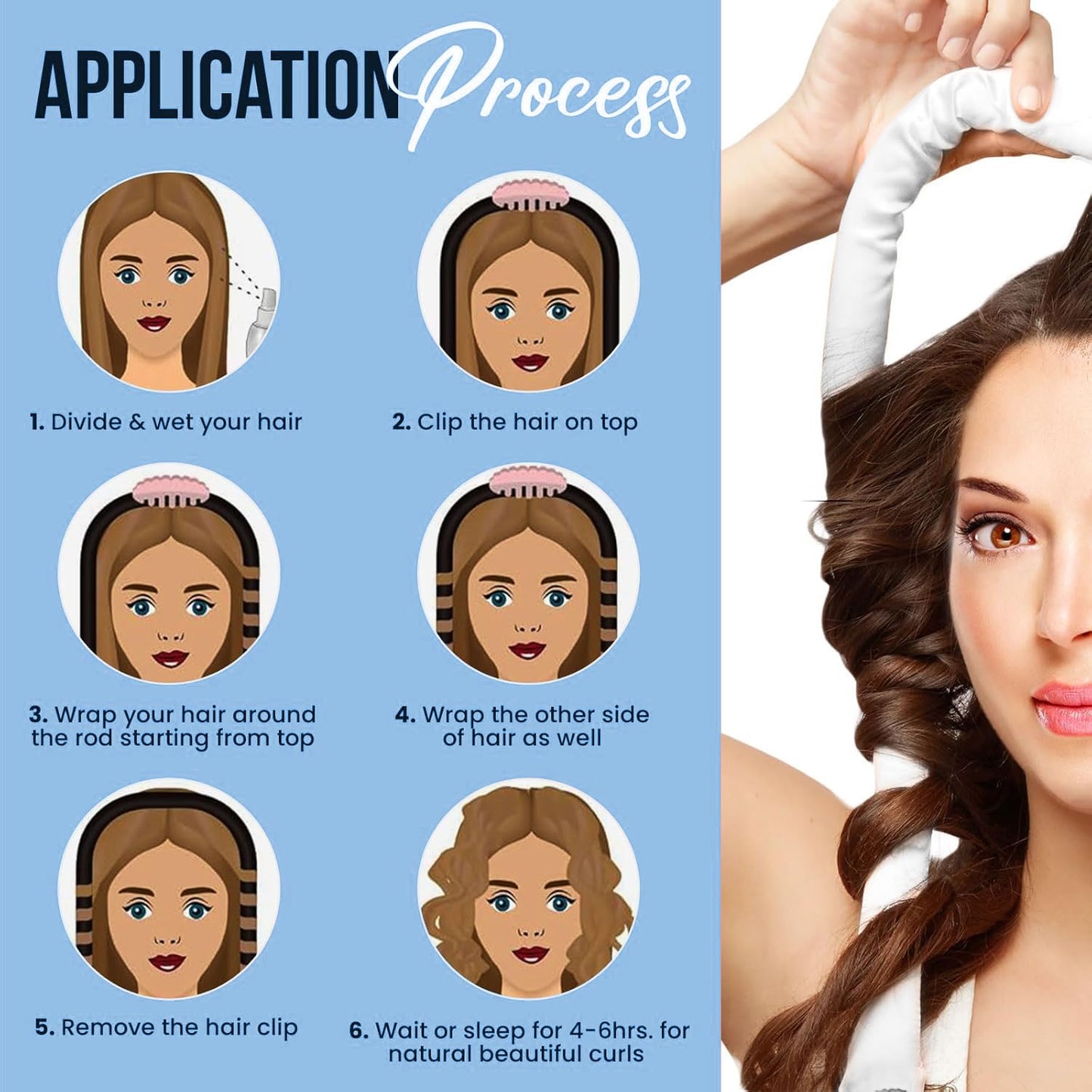 Heatless Hair Curler, Satin Hair Rollers for Heat less Curls Overnight, Premium Satin for No Heat Curls, Overnight Heatless Curling Rod to Sleep In, Silky Curlers with Clip and Scrunchies