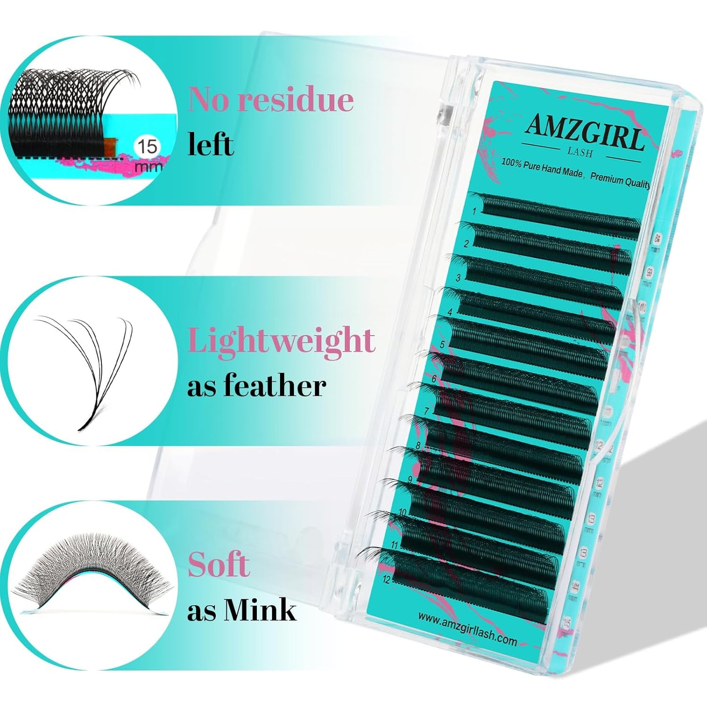 Lash Extensions Cashmere Volume Lash Extensions,6DW Premade Eyelashes Rapid Blooming Volume Eyelash Extension Mixed Tray/Single Length C D Curl for Lash Technicians(8-15mm)