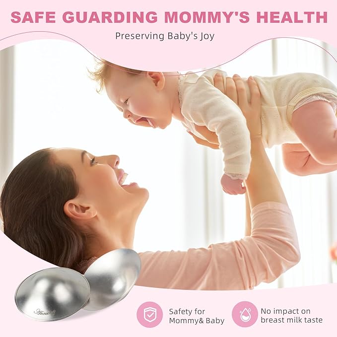 Silver Nursing Cups - Nipple Shields for Nursing Newborn - Breastfeeding Essentials - Newborn Essentials - 925 Silver Nipple Covers (Regular)