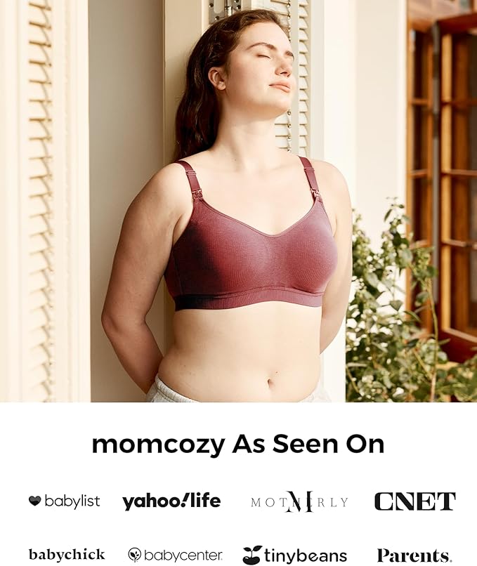 Momcozy Hands-Free Pumping Bra, Wireless & Seamless HF010 Breast Pump Bra, Breathable Tencel™ Fabric & Fully Fixed Cups
