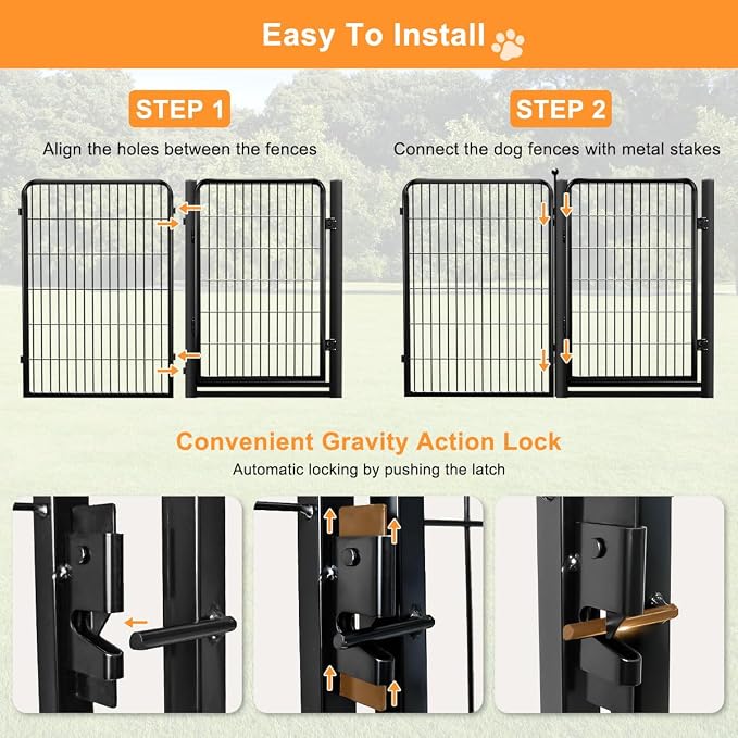 Dog Fence Outdoor Pens Outside, Portable Dog Play Pen 40" H 24 Panels Pet - Image 7
