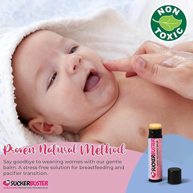 SUCKERBUSTER Baby Breastfeeding Weaning Balm Stick - 10oz, Organic Nipple Cream in Balm Stick - Postpartum Essentials, Stop Breastfeeding Essentials