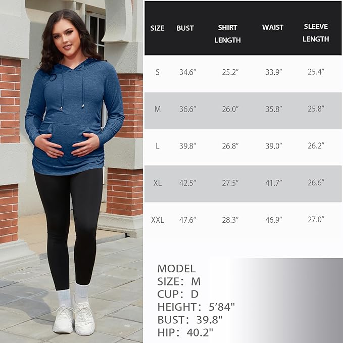 GINKANA Maternity Hoodie Long Sleeves Shirts Casual Maternity Top Pregnancy Sweatshirt Casual Clothes
