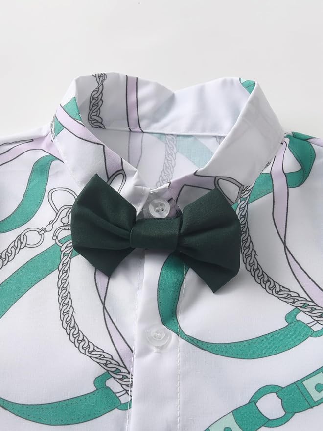 Boarnseorl Baby Boys Pants Sets,Toddler Gentleman Outfits, Infant Long Sleeve Shirt + Pants + Bow Tie + Suspenders