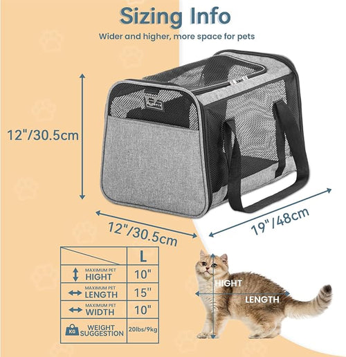 19 x 12 x 12 Large Cat Car Carrier – Roomy Escape-Proof Cat Car Seat - Image 2