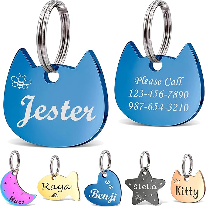Anavia Small Size Dog Cat ID Tags, Small/XS Personalized Color Plated Stainless by Anavia