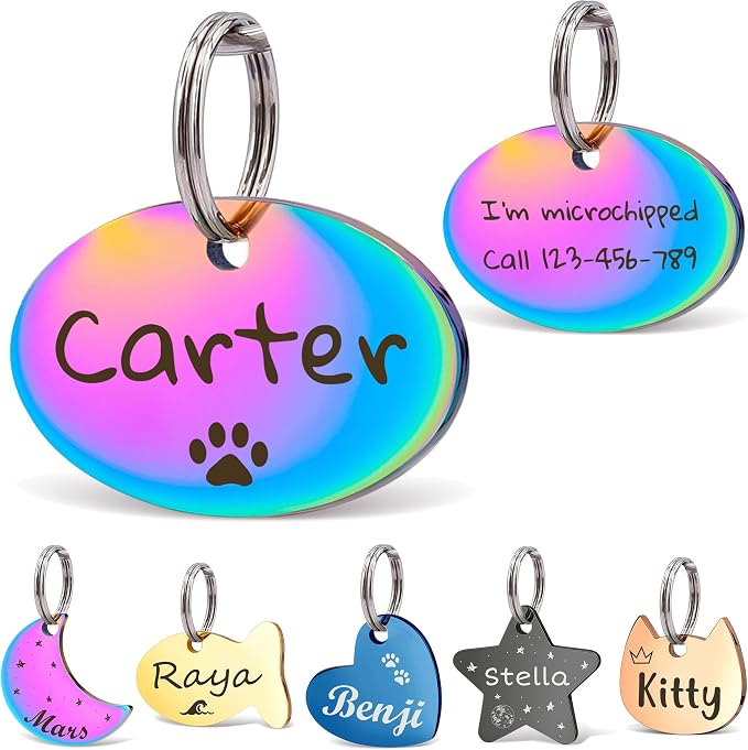 Anavia Small Size Dog Cat ID Tags, Small/XS Personalized Color Plated Stainless by Anavia