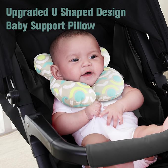 KAKIBLIN Baby Travel Pillow, Baby Neck Pillow Babies Head Support for Car Seat, Babies Neck Support Pillows for Car Seat,Pushchair, Circle