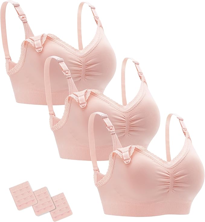Stelle Lace Nursing Bras for Breastfeeding Seamless Pregnancy Maternity Wireless Bralette with Pads, Extenders
