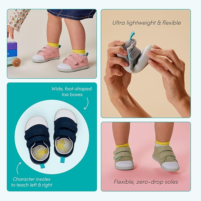 Ten Little First Walker Baby Shoes & Toddler Shoes for Boys & Girls - Lightweight, Breathable Cotton Baby Walking Shoes - Non-Slip, Wide-Feet Walking Shoes for Babies