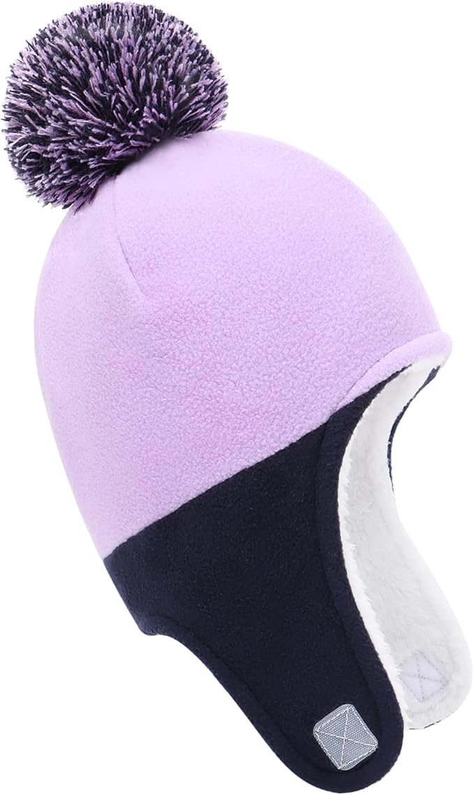 Baby Beanie Hat Pom Full Hood Hat Toddler Winter Hat Fleece Earflap Cap for 6M-4T Boys Girls Winter