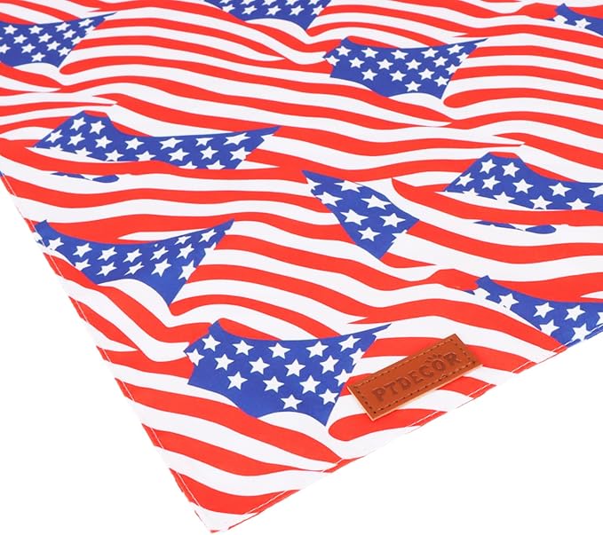 PTDECOR American Flag Dog Bandana 4th of July Dog Scarf Reversible Red Blue - Image 5