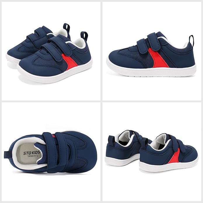 Toddler Wide Toe Box Barefoot Shoes Boys Girls Sneakers Zero Drop Kid Tennis Running Shoes Lightweight Non-Slip Comfortable Infant First Walking Shoe Outdoor Activities School