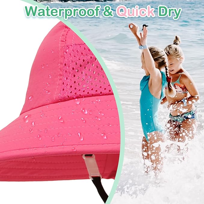 XIAOHAWANG Girls Sun Hat Baby Beach Hats Boys UPF 50+ Kids Summer Protection Cap Toddler Breathable Caps Wide Brim Neck Flap