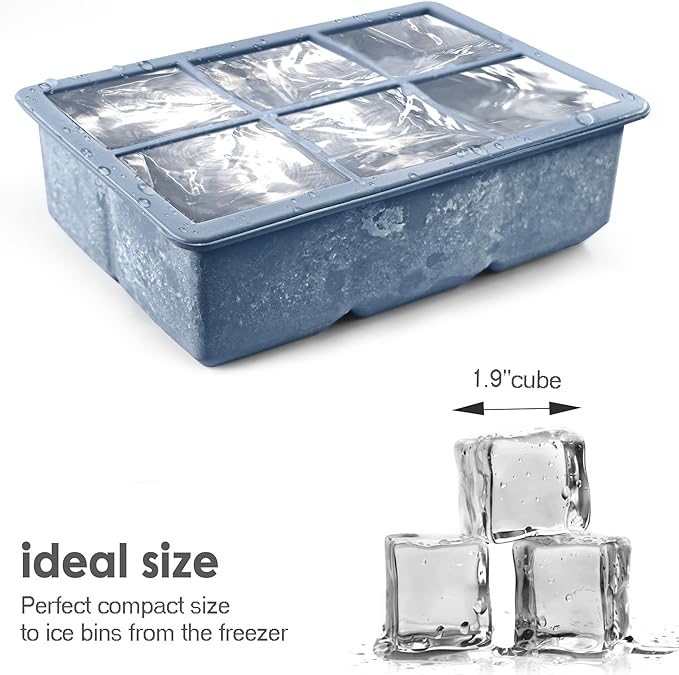 Silicone Ice Cube Trays 3 Pack - Large Size Silicone Ice Cube Molds with Leak Proof Removable Lid Square Ice Cube Tray And BPA Free for Cocktail,Whiskey, Stackable Flexible Ice