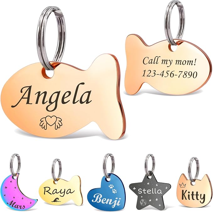 Anavia Small Size Dog Cat ID Tags, Small/XS Personalized Color Plated Stainless by Anavia