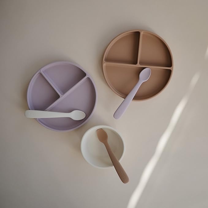 mushie Silicone Suction Plate | BPA-Free Non-Slip Design (Natural)