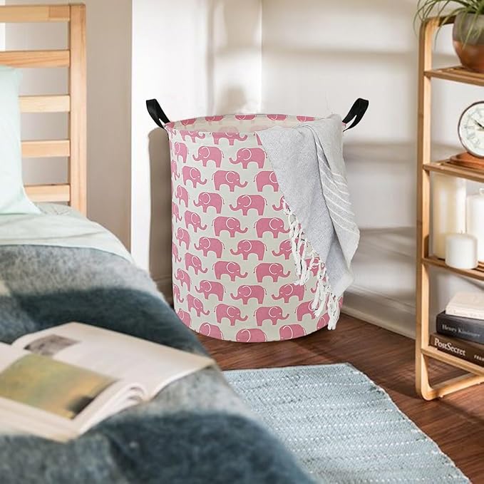 Round Laundry Hamper Storage Basket Laundry Organizer Hamper Storage Bins Clothes and Toys Box Nursery Hamper Gift Basket For Kids with Handles