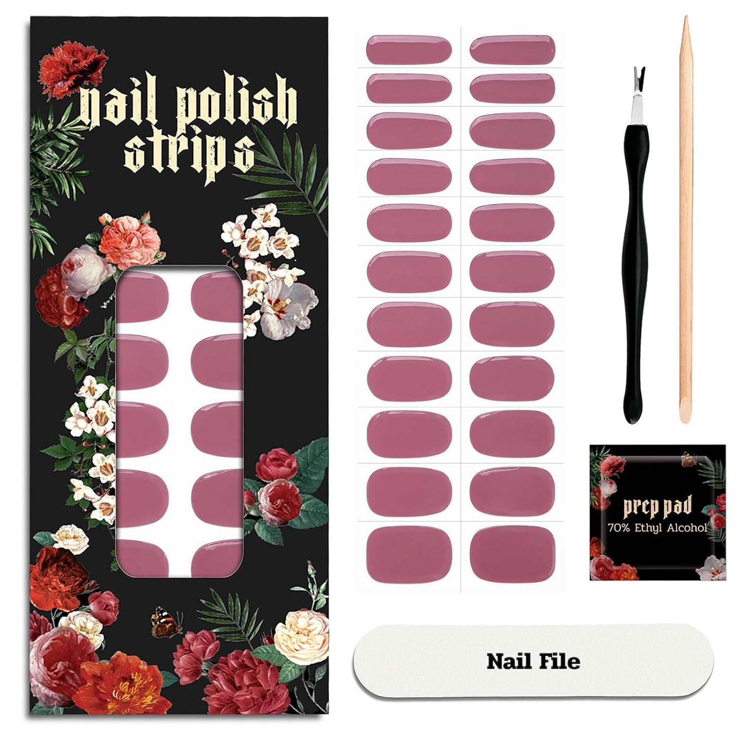Nail Polish Strips - 22 Pcs Salon Quality Gel Nail Stickers - Long Lasting Wraps (Drama Queen Jam Pink)