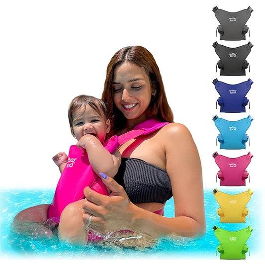 WaterLand Baby Carrier - Innovative Carrier You Can Use Both in Water & Land - Waterproof Infant Chest Holder with Adjustable Straps, Lightweight Toddler Harness for Pool & Beach (SuperPink)