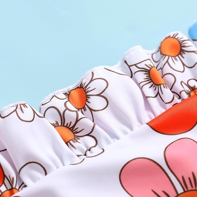 Newborn Baby Girl Ruffle Swimsuit Infant Toddler One Piece Floral Bikini Beach Bathing Swimwear Set