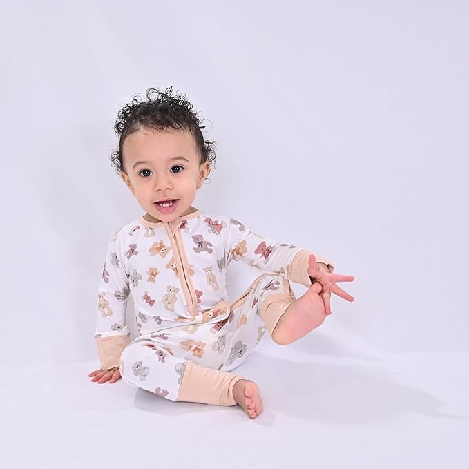 LollyBanks Baby Pajamas, 2-Way Zipper Romper, 95% Viscose Made from Bamboo and 5% Spandex, Baby Sleepers