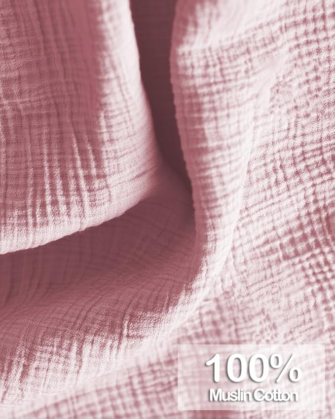 Muslin Nursing Covers for Breastfeeding, Arch Neckline Breast Feeding Covers for Women, Moms Privacy Breathable Summer Nursing Apron, 43.3" x 25.6" Soft Feeding Cover (Light Pink)