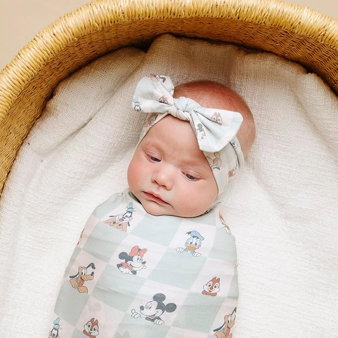 Copper Pearl Large Premium Knit Baby Swaddle Receiving Blanket Mickey Mouse & Friends
