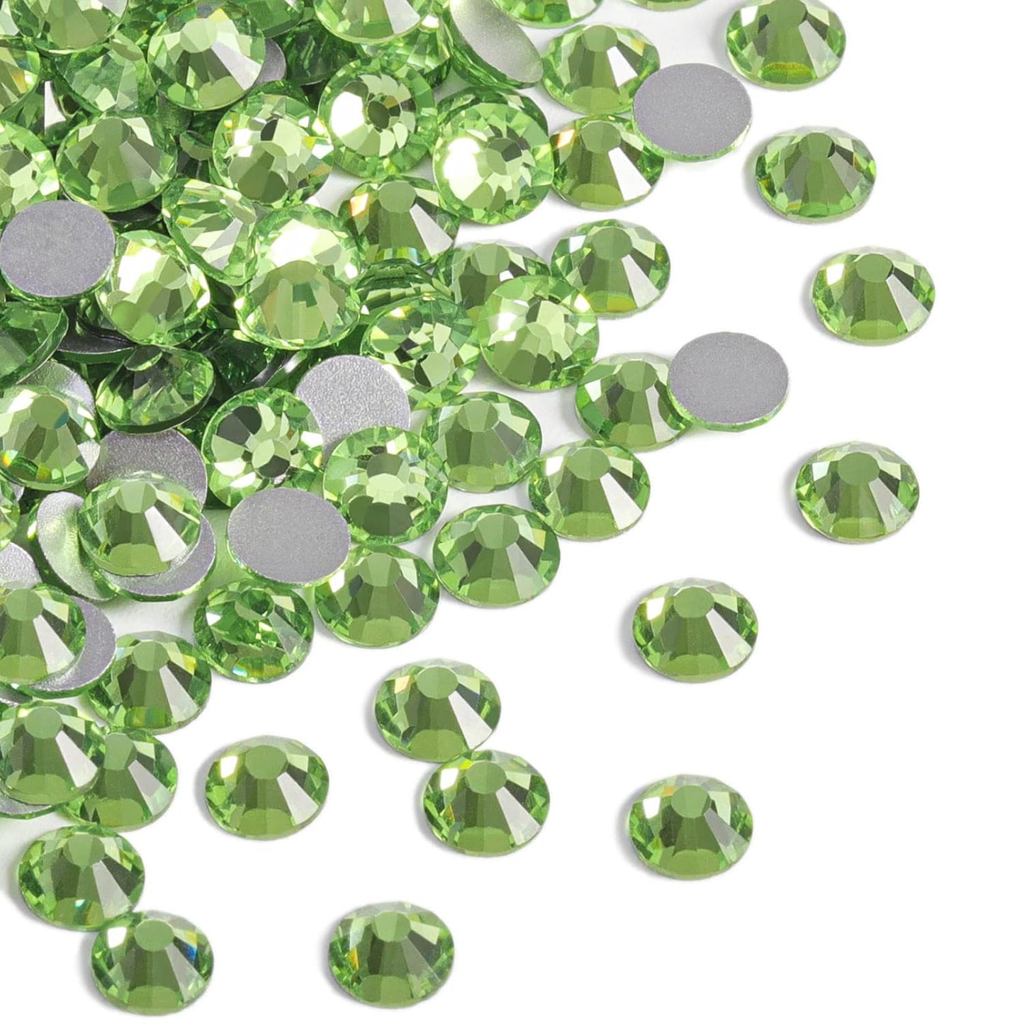 Beadsland 1440pcs Flat Back Crystal Rhinestones Round Gems for Nail Art and Craft Glue Fix,Light Green,SS16,3.8-4.0mm
