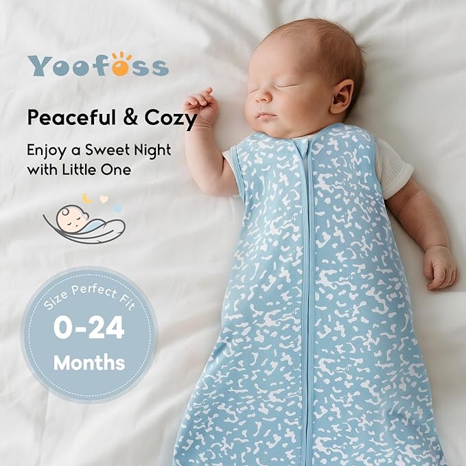 Yoofoss Baby Sleep Sack 0-6 Months 0.5 Tog Wearable Blanket for Baby, 3 Pack 100% Organic Cotton Infant Toddler Sleeping Sack 2-Way Zipper Lightweight Sleep Sack
