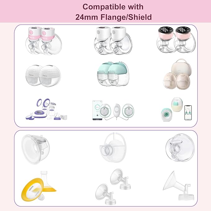 2pcs Flange Inserts 21mm for 17mm-20mm Nipple Size,Fits for Momcozy S12 Pro/S9 Pro/M5,S9/S12/S19/S21/S23,Elvie,Willow,lansinoh,Medela,Spectra,TSRETE,kmaier,MomMed Breastpump 24mm Flange,Down to 21mm